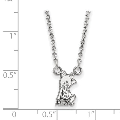 Sterlingsilber Rhodiniert Logoart Alpha Xi Delta Sorority Symbol Extra Klein Anhänger 18 Zoll Halskette