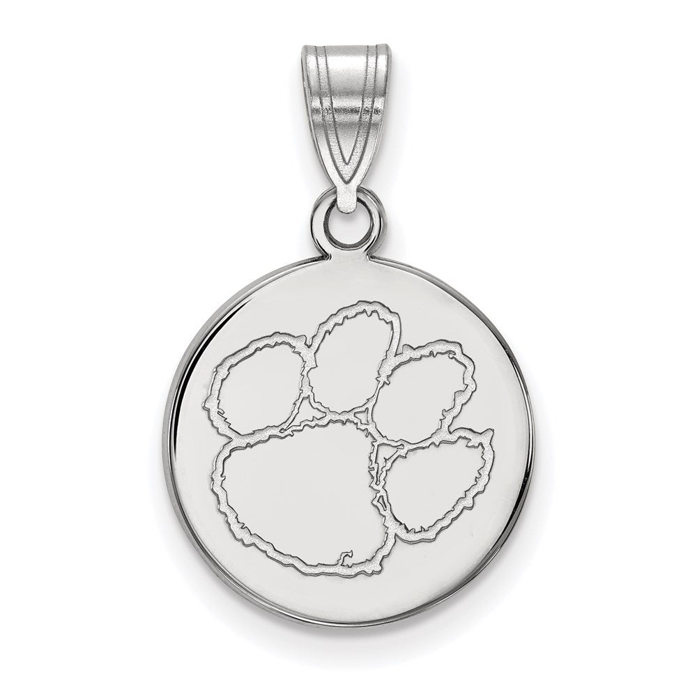 14K Weißgold Logoart Clemson University Tiger Paw Mittel Plättchen Anhänger