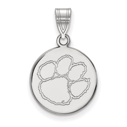 Sterlingsilber Rhodiniert Logoart Clemson University Tiger Paw Mittel Plättchen Anhänger