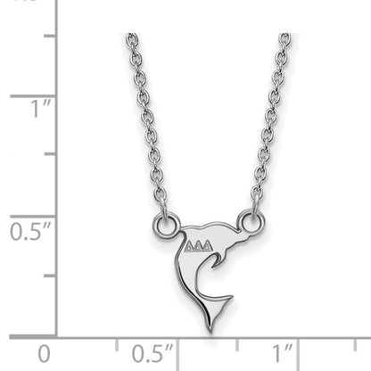 Sterlingsilber Rhodiniert Logoart Delta Sorority Symbol Extra Klein Anhänger 18 Zoll Halskette