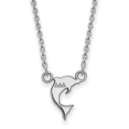 Sterlingsilber Rhodiniert Logoart Delta Sorority Symbol Extra Klein Anhänger 18 Zoll Halskette