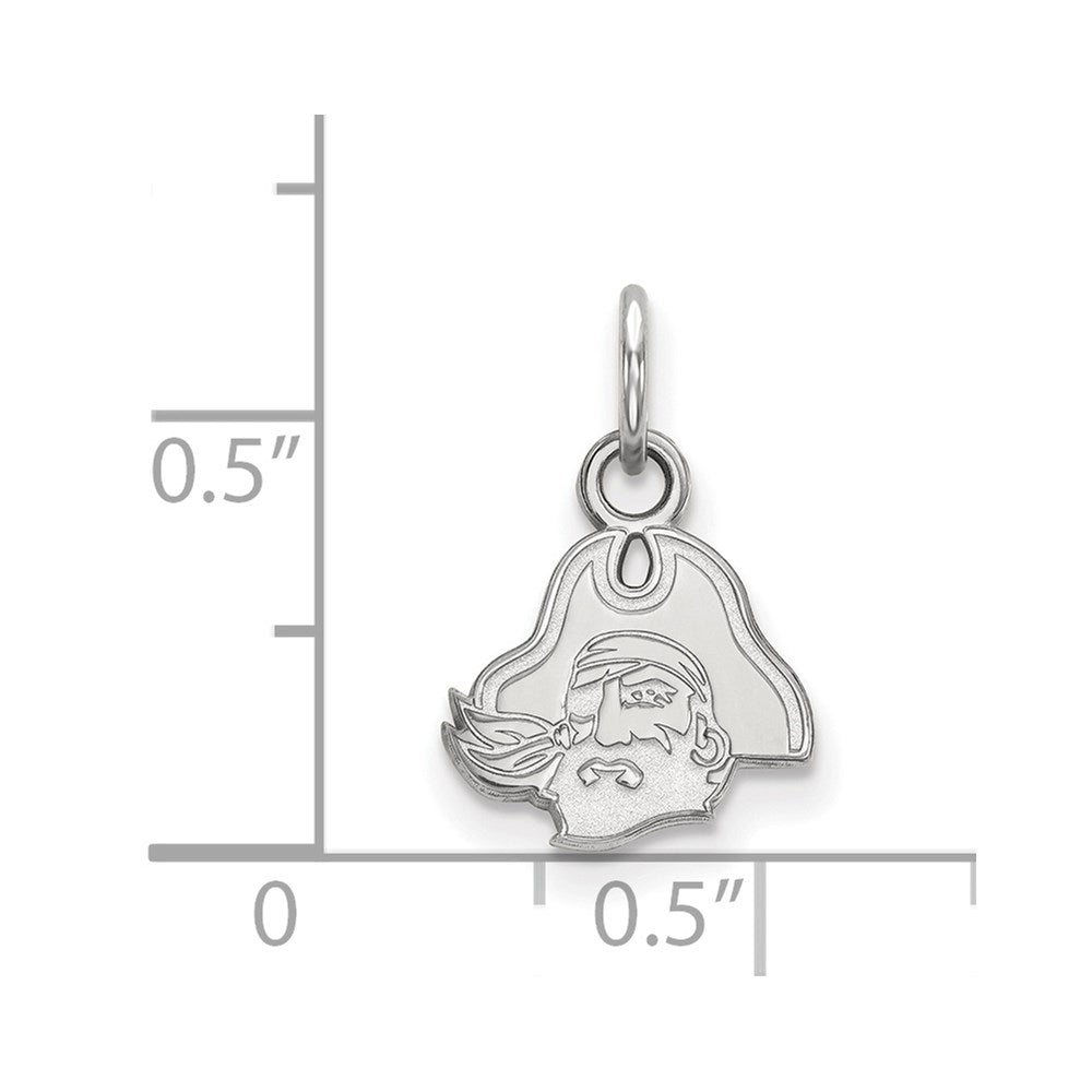 Sterlingsilber Rhodiniert Logoart Ost Carolina University Pirat Extra Klein Anhänger