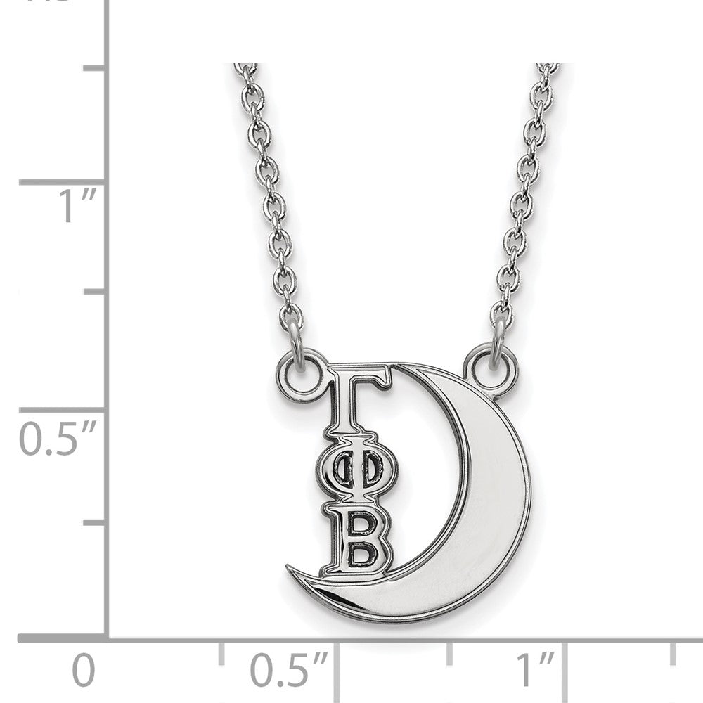 Sterlingsilber Rhodiniert Logoart Gamma Phi Beta Sorority Symbol Extra Klein Anhänger 18 Zoll Halskette