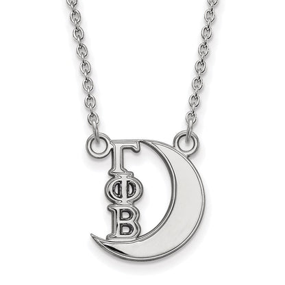 Sterlingsilber Rhodiniert Logoart Gamma Phi Beta Sorority Symbol Extra Klein Anhänger 18 Zoll Halskette