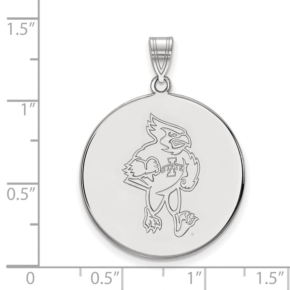 Sterlingsilber Rhodiniert Logoart Iowa State University Cardinal Extra Groß Plättchen Anhänger