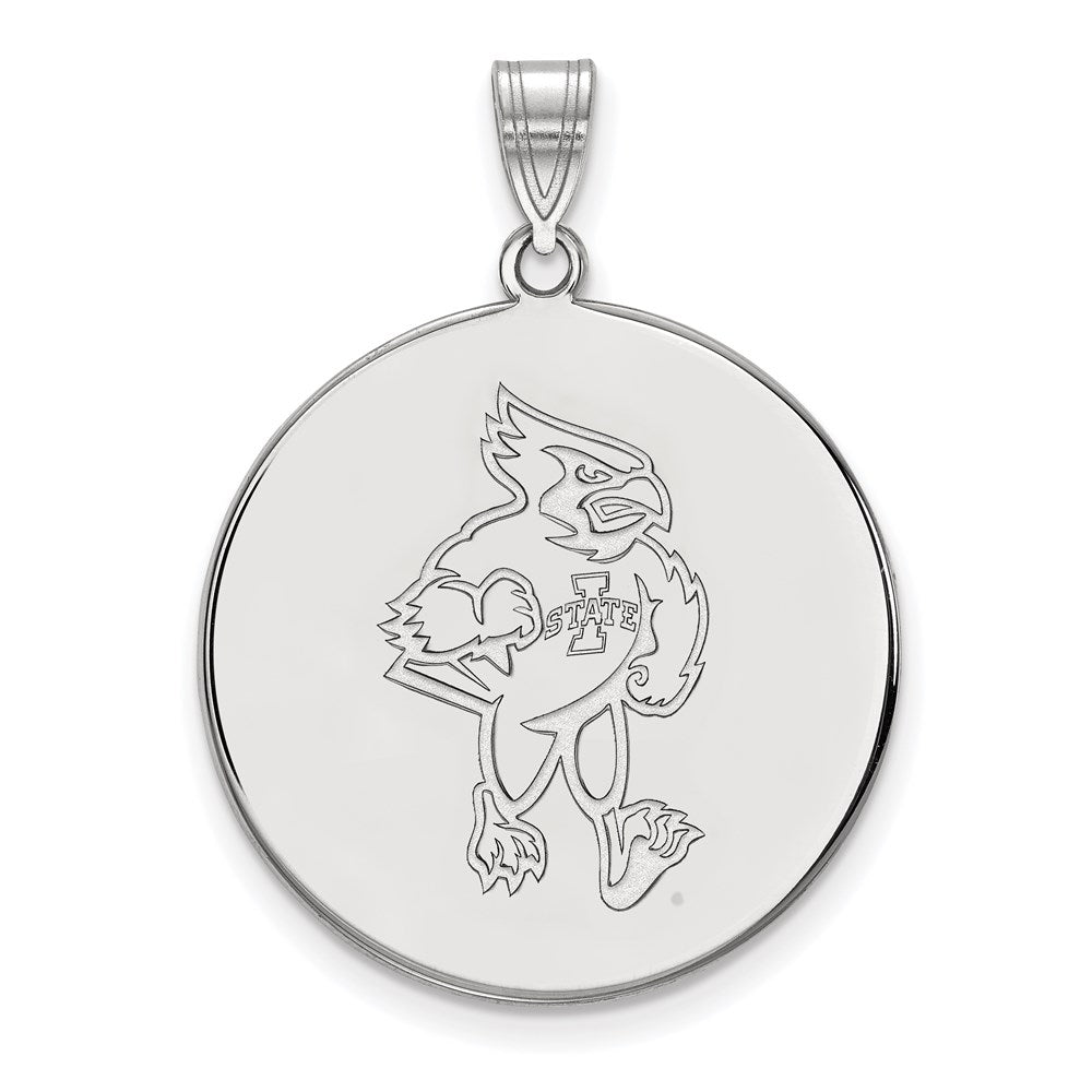 Sterlingsilber Rhodiniert Logoart Iowa State University Cardinal Extra Groß Plättchen Anhänger
