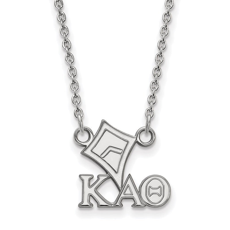 Sterlingsilber Rhodiniert Logoart Kappa Alpha Theta Sorority Symbol Extra Klein Anhänger 18 Zoll Halskette