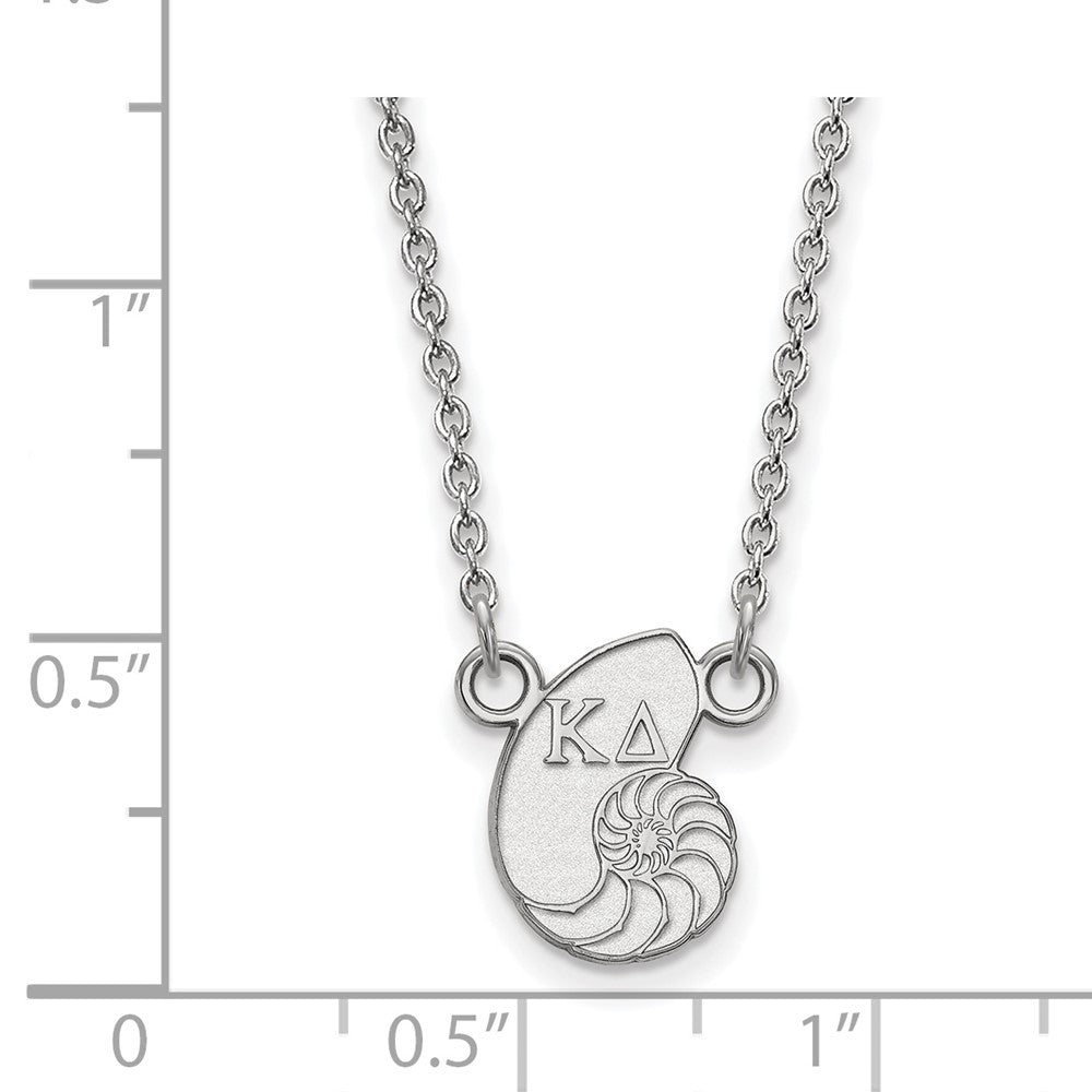 Sterlingsilber Rhodiniert Logoart Kappa Delta Sorority Symbol Extra Klein Anhänger 18 Zoll Halskette