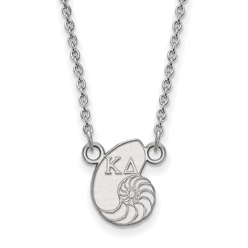 Sterlingsilber Rhodiniert Logoart Kappa Delta Sorority Symbol Extra Klein Anhänger 18 Zoll Halskette