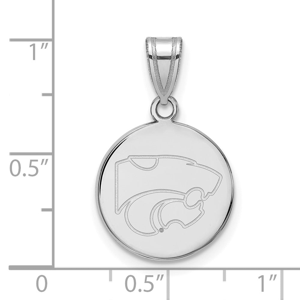Sterlingsilber Rhodiniert Logoart Kansas State University Wildkatze Mittel Plättchen Anhänger