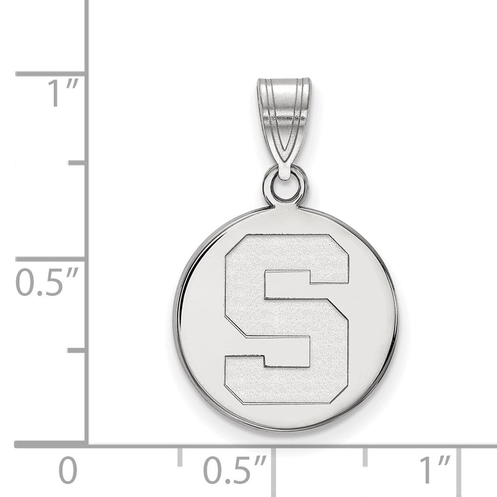 Sterlingsilber Rhodiniert Logoart Michigan State University Buchstabe S Mittel Plättchen Anhänger