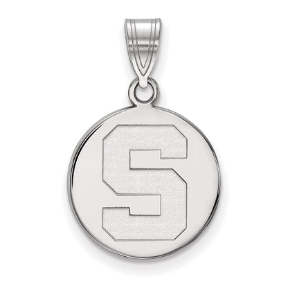 Sterlingsilber Rhodiniert Logoart Michigan State University Buchstabe S Mittel Plättchen Anhänger