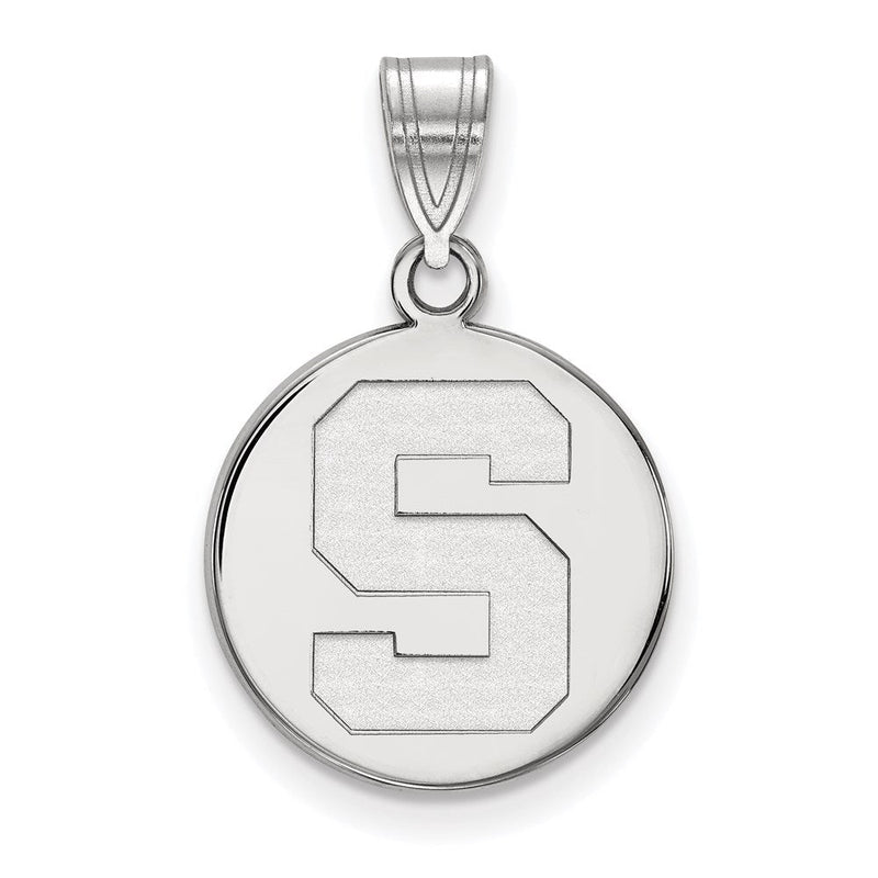 Sterlingsilber Rhodiniert Logoart Michigan State University Buchstabe S Mittel Plättchen Anhänger
