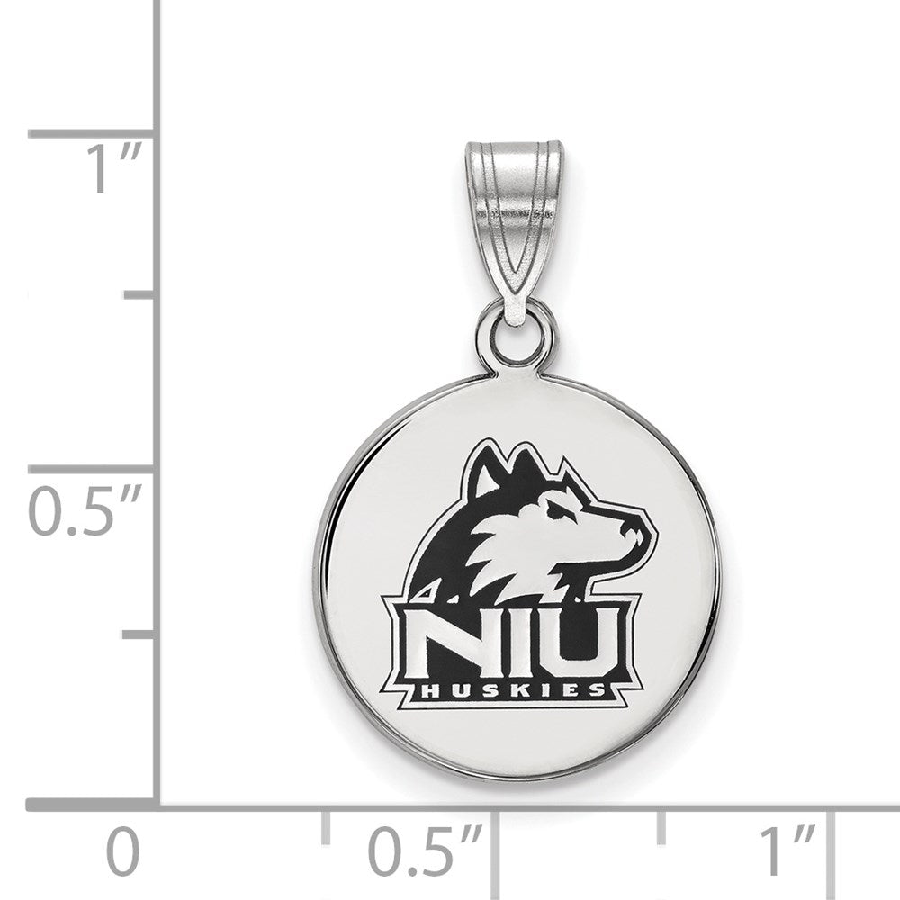 Sterlingsilber Rhodiniert Logoart Northern Illinois University N I U Huskies Mittel Emailliert Plättchen Anhänger