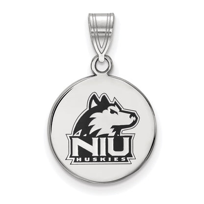 Sterlingsilber Rhodiniert Logoart Northern Illinois University N I U Huskies Mittel Emailliert Plättchen Anhänger