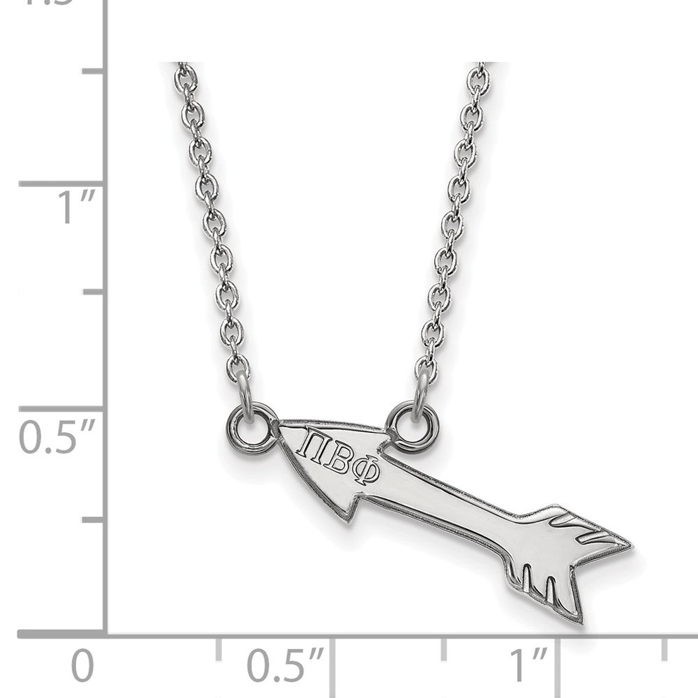 Sterlingsilber Rhodiniert Logoart Pi Beta Phi Sorority Symbol Extra Klein Anhänger 18 Zoll Halskette