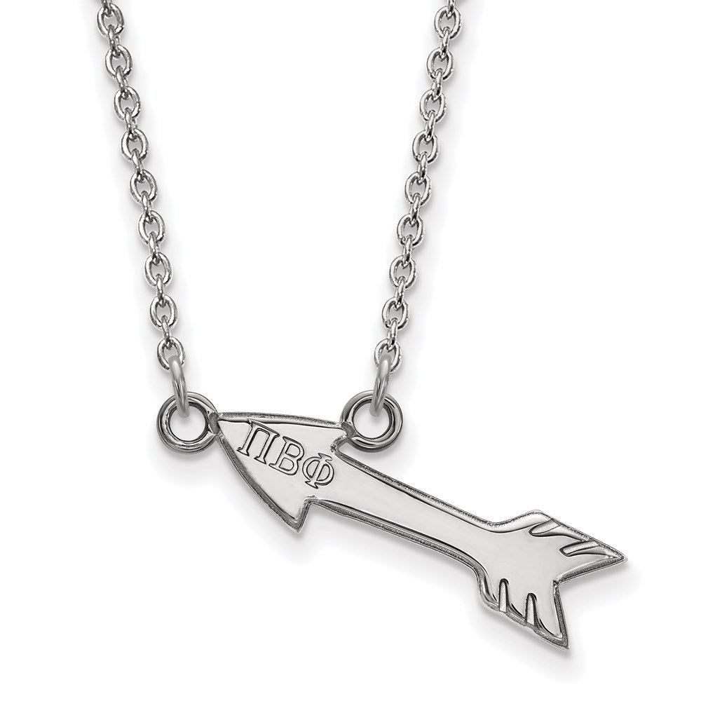 Sterlingsilber Rhodiniert Logoart Pi Beta Phi Sorority Symbol Extra Klein Anhänger 18 Zoll Halskette