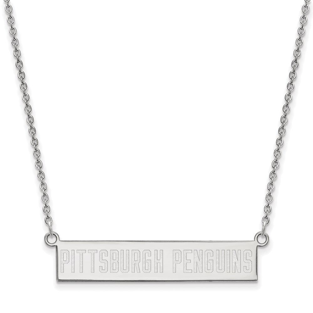 Sterlingsilber Rhodiniert Nhl Logoart Pittsburgh Penguins Klein Stab 18 Zoll Halskette