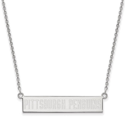 Sterlingsilber Rhodiniert Nhl Logoart Pittsburgh Penguins Klein Stab 18 Zoll Halskette