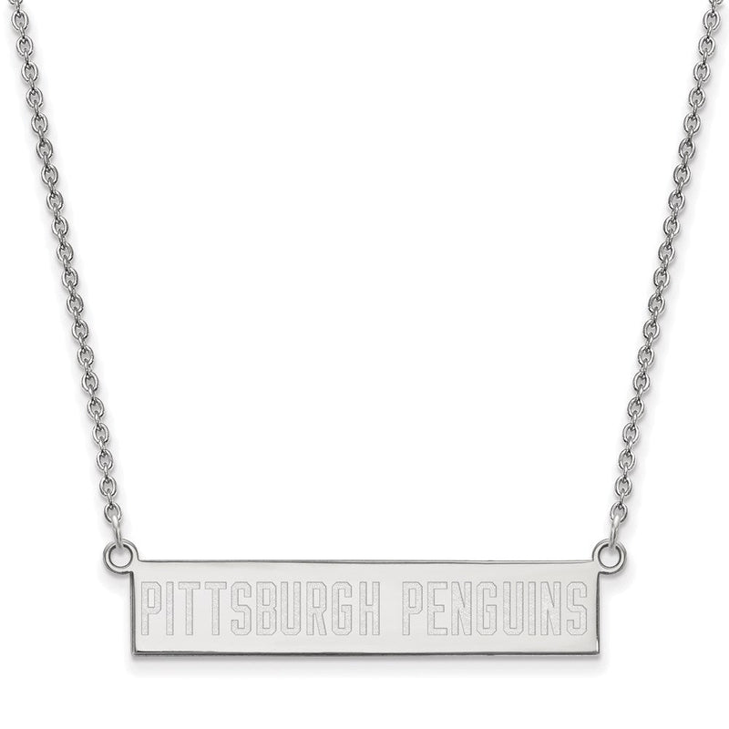 Sterlingsilber Rhodiniert Nhl Logoart Pittsburgh Penguins Klein Stab 18 Zoll Halskette