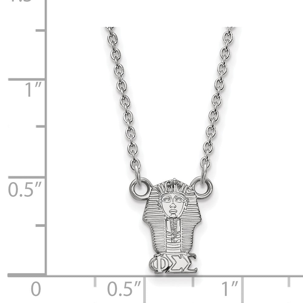Sterlingsilber Rhodiniert Logoart Phi Sigma Sorority Symbol Extra Klein Anhänger 18 Zoll Halskette