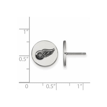 Sterlingsilber Rhodiniert Nhl Logoart Detroit Rot Flügel Klein Emailliert Plättchen Ohrstecker