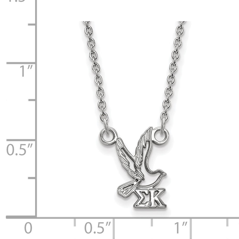 Sterlingsilber Rhodiniert Logoart Sigma Kappa Sorority Symbol Extra Klein Anhänger 18 Zoll Halskette