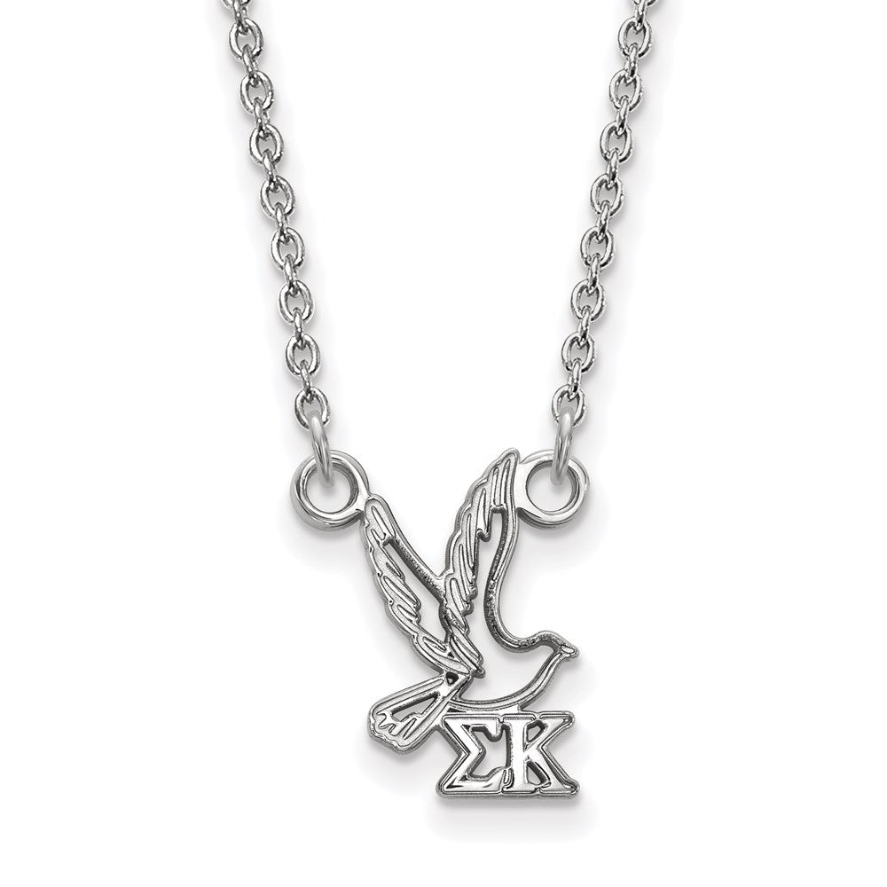 Sterlingsilber Rhodiniert Logoart Sigma Kappa Sorority Symbol Extra Klein Anhänger 18 Zoll Halskette