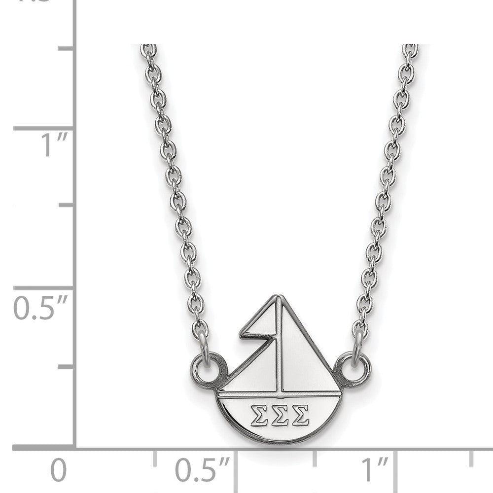 Sterlingsilber Rhodiniert Logoart Sigma Sorority Symbol Extra Klein Anhänger 18 Zoll Halskette