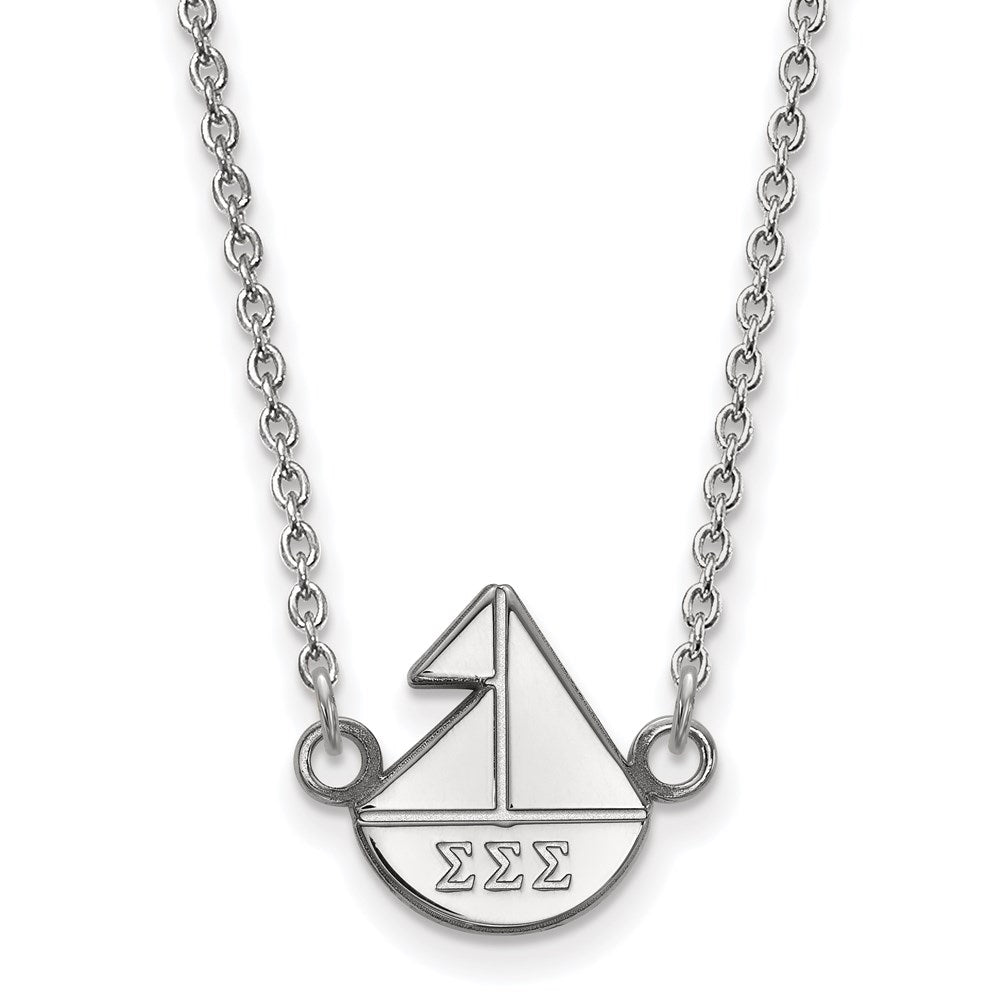 Sterlingsilber Rhodiniert Logoart Sigma Sorority Symbol Extra Klein Anhänger 18 Zoll Halskette