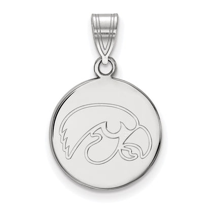 10K Weißgold Logoart University Of Iowa Hawk Mittel Rund Plättchen Anhänger