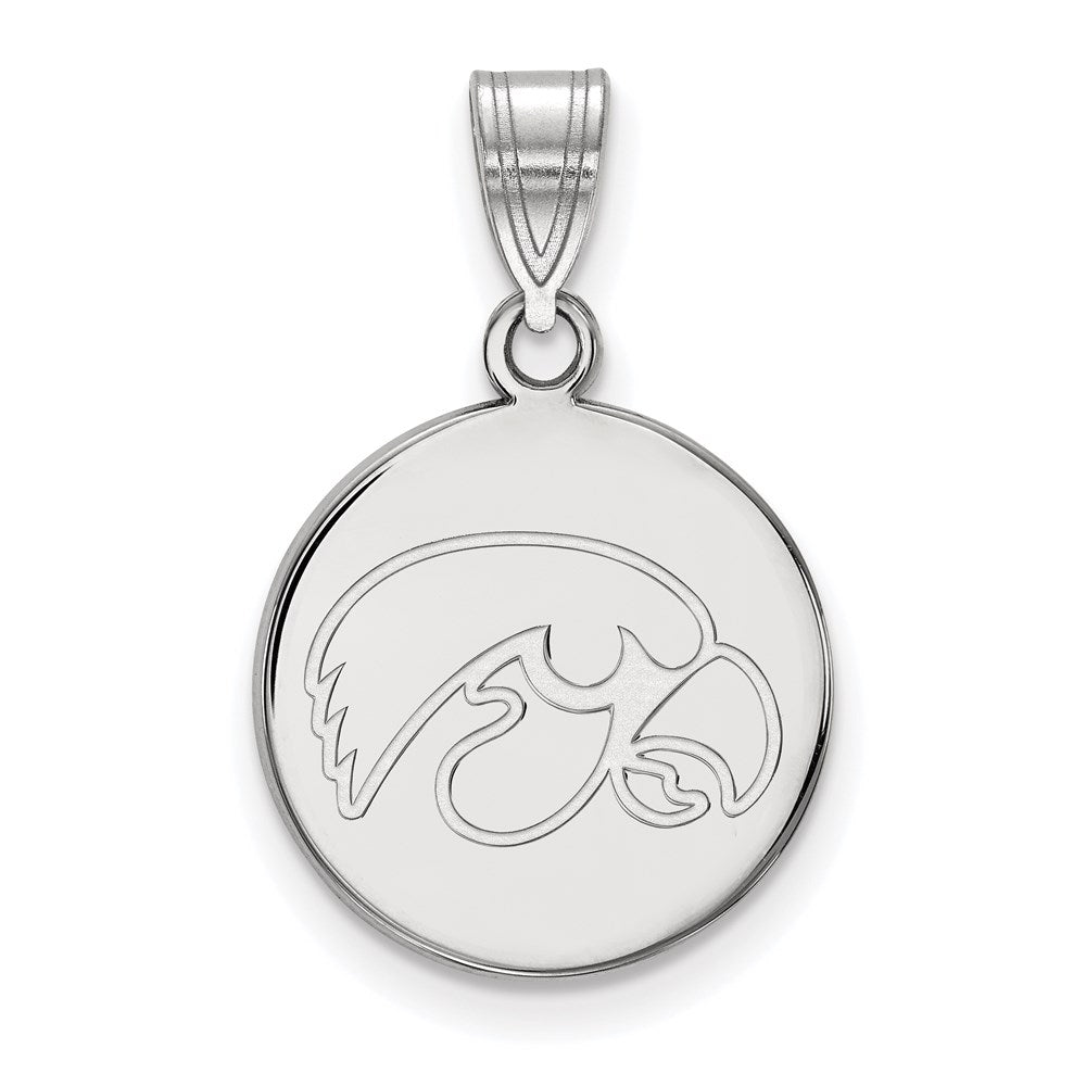 Sterlingsilber Rhodiniert Logoart University Of Iowa Hawk Mittel Rund Plättchen Anhänger