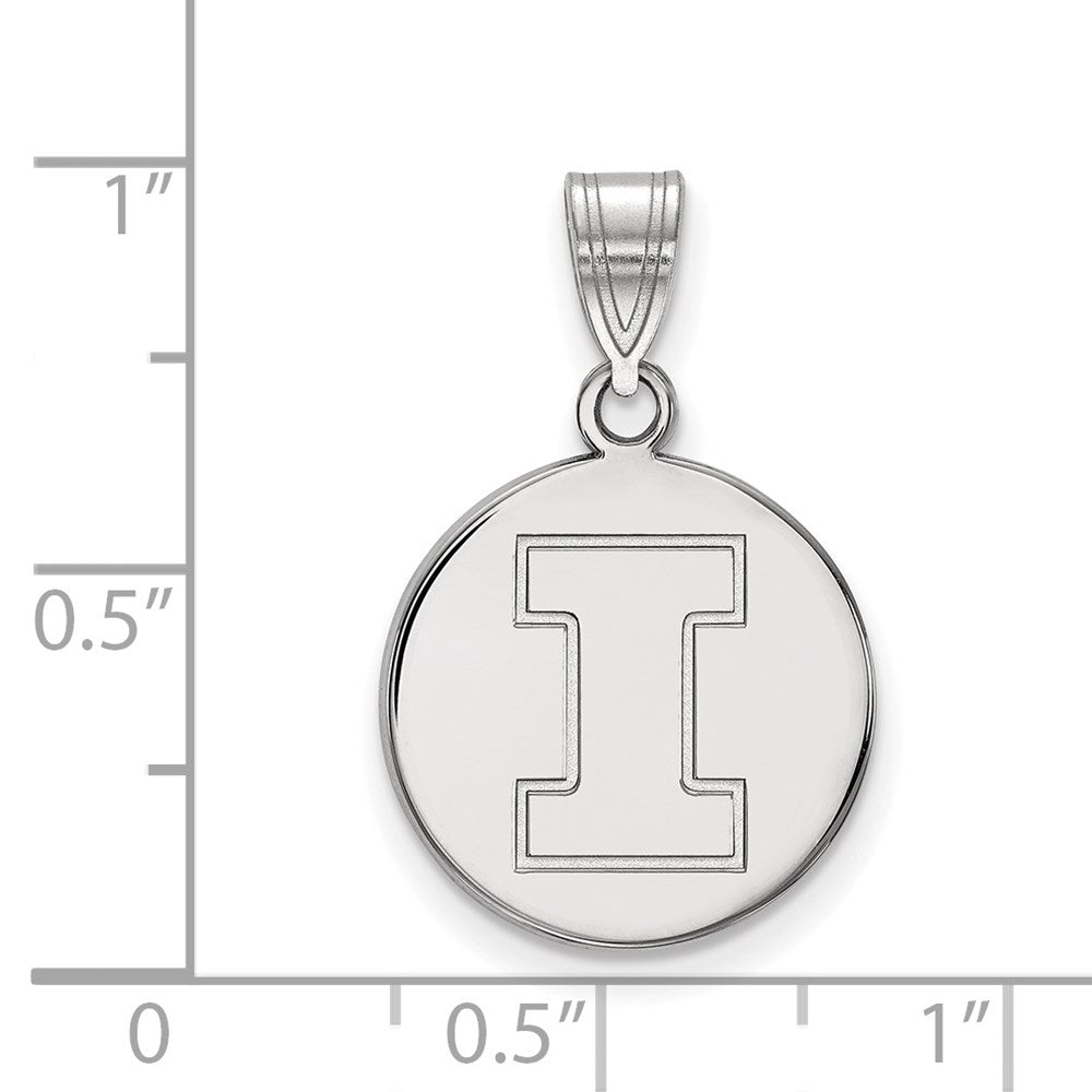 Sterlingsilber Rhodiniert Logoart University Of Illinois Buchstabe I Mittel Plättchen Anhänger