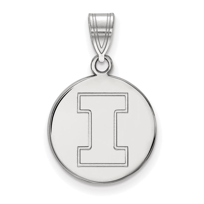 14K Weißgold Logoart University Of Illinois Buchstabe I Mittel Plättchen Anhänger