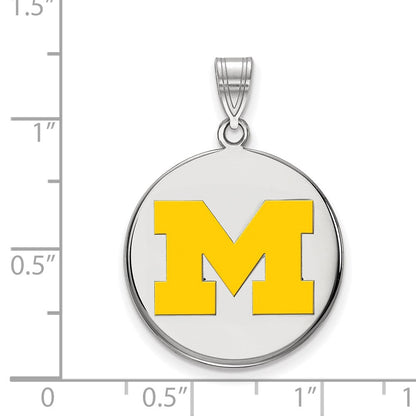 Sterlingsilber Rhodiniert Logoart University Of Michigan Buchstabe M Groß Gelb Emailliert Plättchen Anhänger