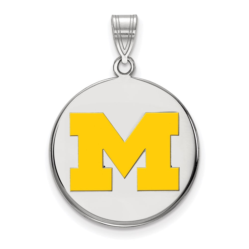 Sterlingsilber Rhodiniert Logoart University Of Michigan Buchstabe M Groß Gelb Emailliert Plättchen Anhänger