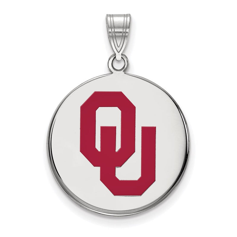 Sterlingsilber Rhodiniert Logoart University Of Oklahoma O U Groß Emailliert Plättchen Anhänger