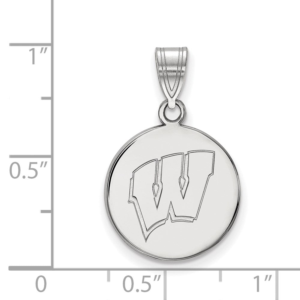 Sterlingsilber Rhodiniert Logoart University Of Wisconsin Buchstabe W Mittel Plättchen Anhänger
