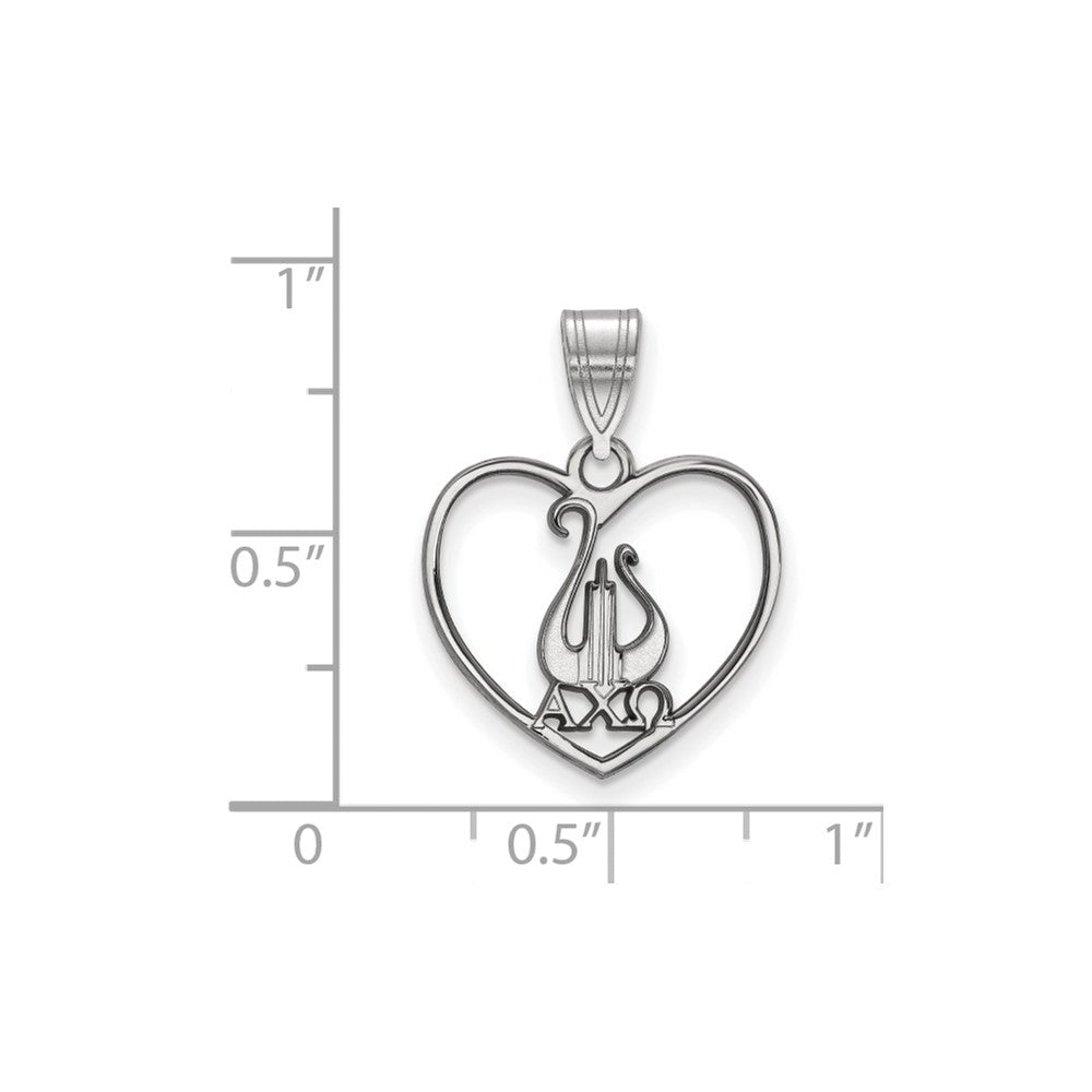 Sterlingsilber Rhodiniert Logoart Alpha Chi Omega Sorority Symbol Herz Anhänger