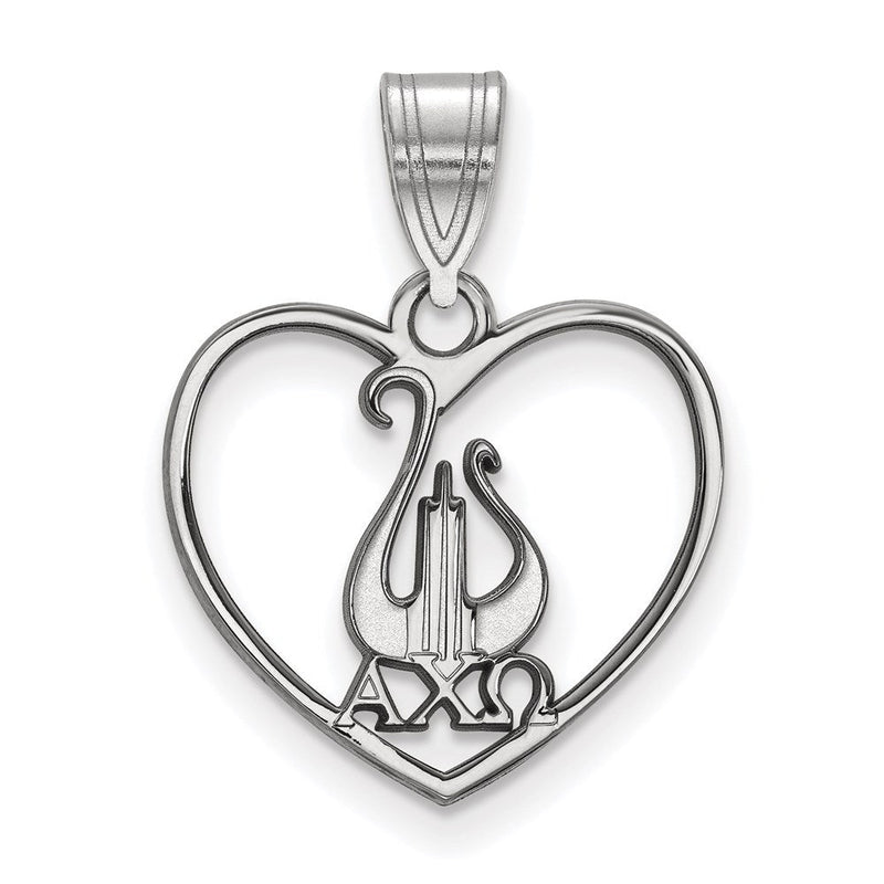 Sterlingsilber Rhodiniert Logoart Alpha Chi Omega Sorority Symbol Herz Anhänger