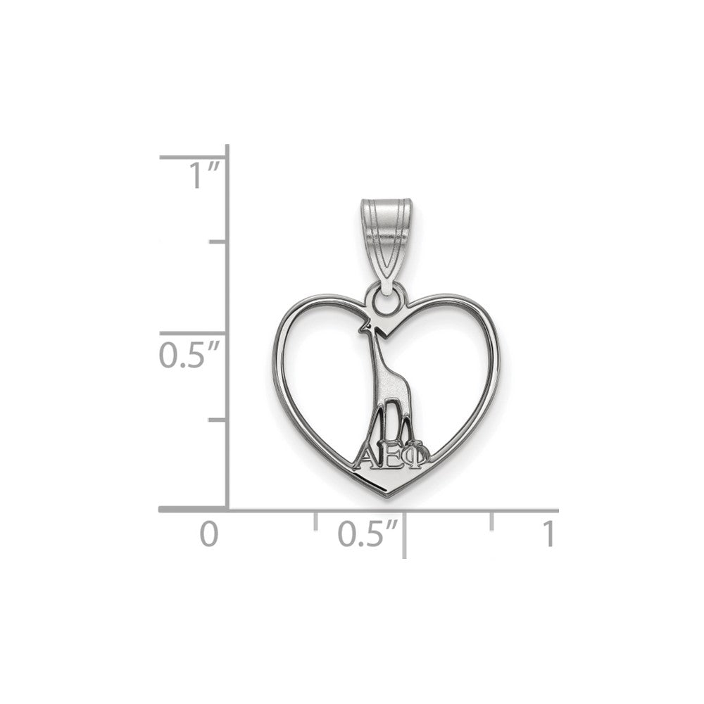 Sterlingsilber Rhodiniert Logoart Alpha Epsilon Phi Sorority Symbol Herz Anhänger