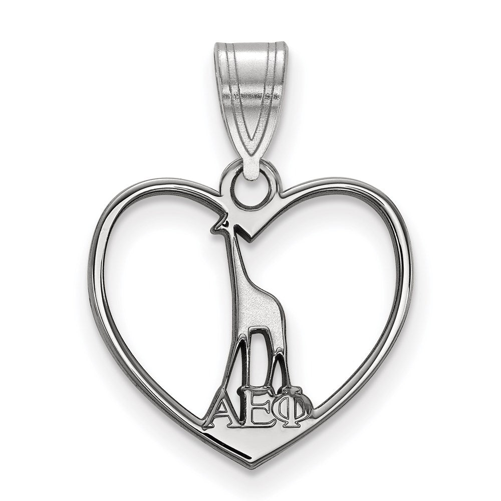 Sterlingsilber Rhodiniert Logoart Alpha Epsilon Phi Sorority Symbol Herz Anhänger