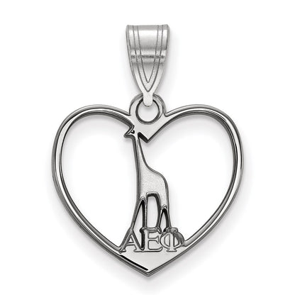 Sterlingsilber Rhodiniert Logoart Alpha Epsilon Phi Sorority Symbol Herz Anhänger