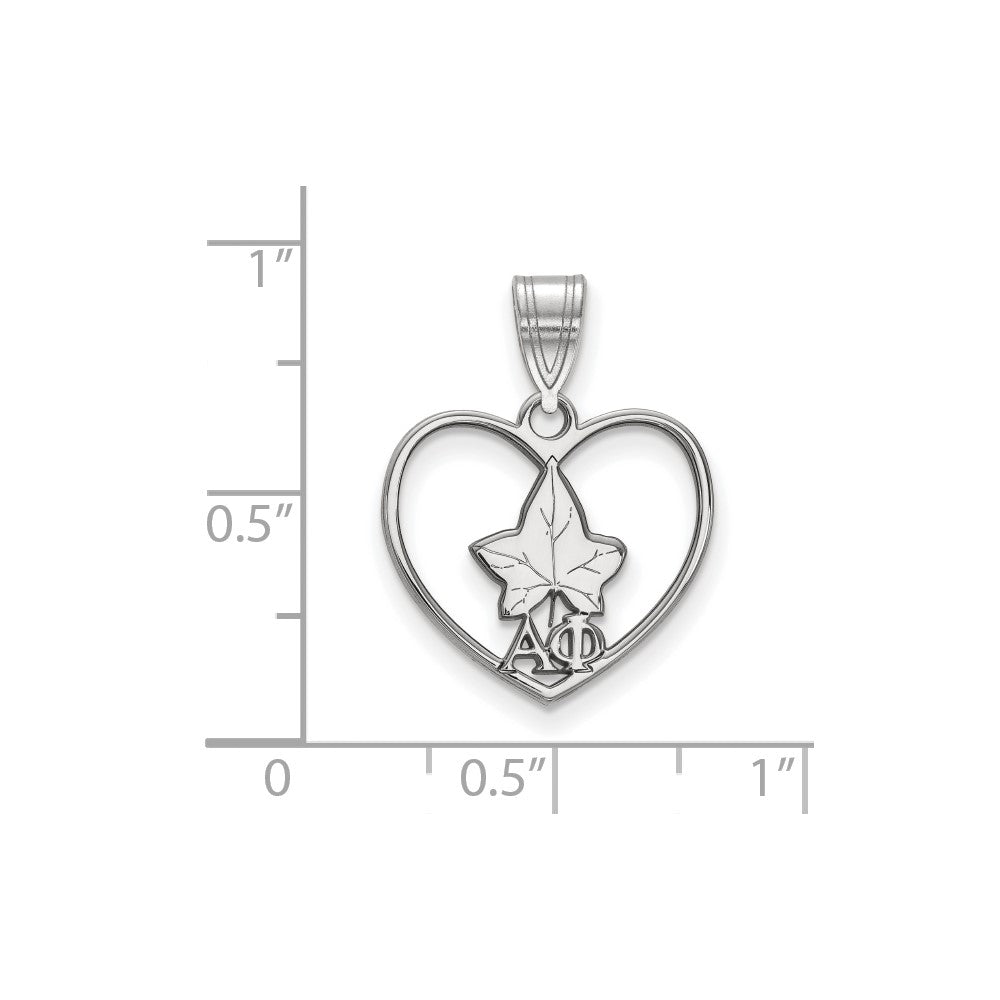 Sterlingsilber Rhodiniert Logoart Alpha Phi Sorority Symbol Herz Anhänger