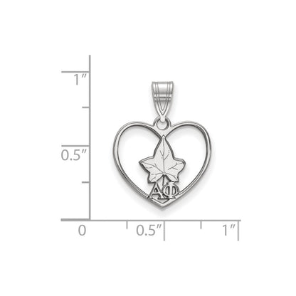 Sterlingsilber Rhodiniert Logoart Alpha Phi Sorority Symbol Herz Anhänger