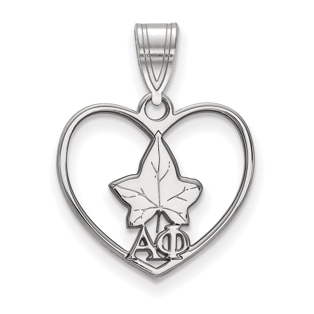 Sterlingsilber Rhodiniert Logoart Alpha Phi Sorority Symbol Herz Anhänger