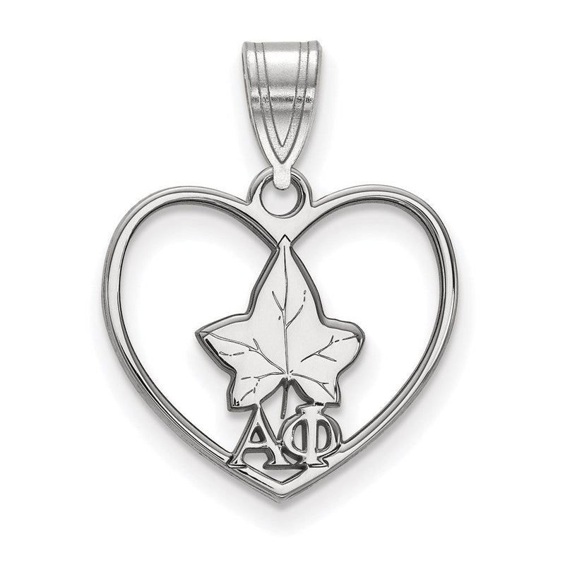 Sterlingsilber Rhodiniert Logoart Alpha Phi Sorority Symbol Herz Anhänger