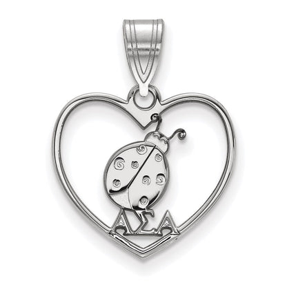 Sterlingsilber Rhodiniert Logoart Alpha Sigma Sorority Symbol Herz Anhänger