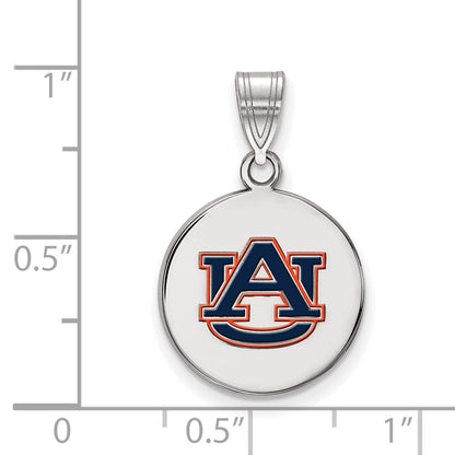 Sterlingsilber Rhodiniert Logoart Auburn University Mittel Emailliert Plättchen Anhänger