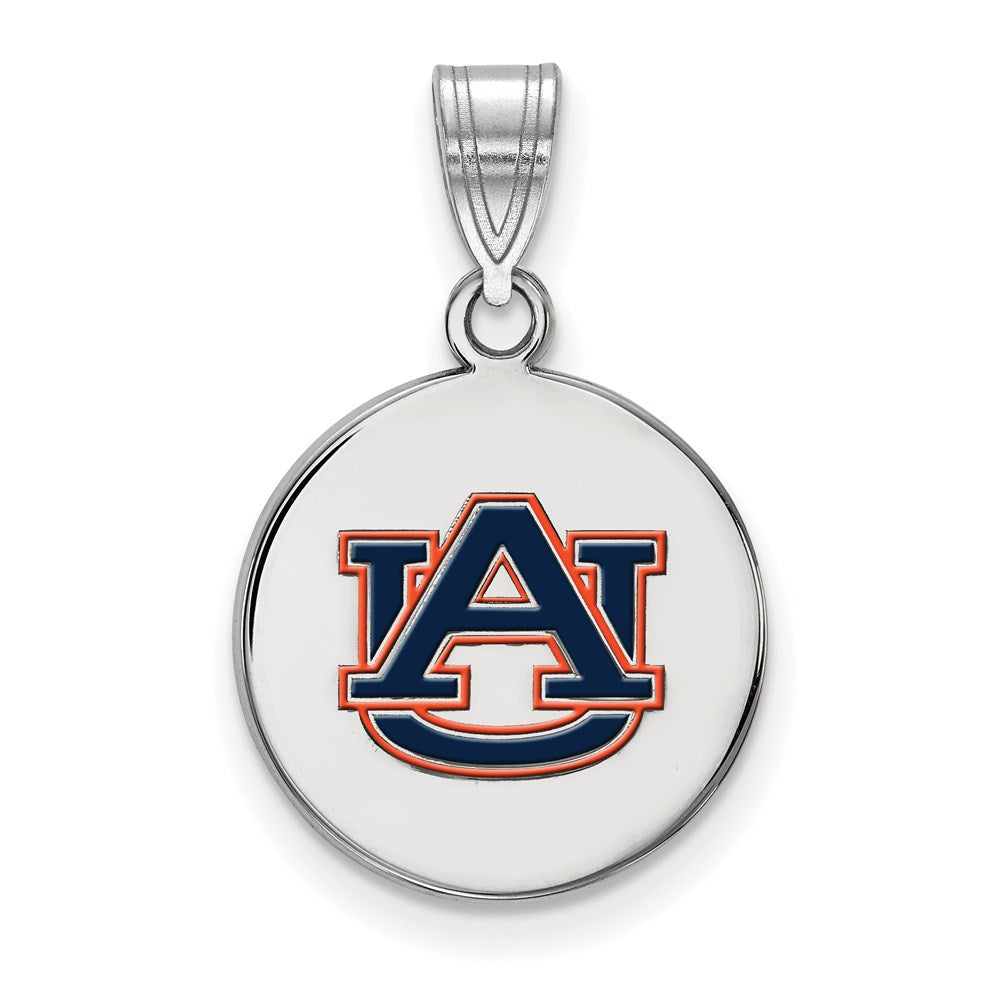 Sterlingsilber Rhodiniert Logoart Auburn University Mittel Emailliert Plättchen Anhänger